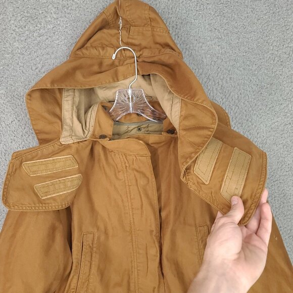 Gap Jacket Mens Medium Military Fishtail Parka Removable Hood Liner Brown Canvas - Picture 6 of 13
